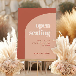 Peach Terracotta Arch Wedding Open Seating Sign