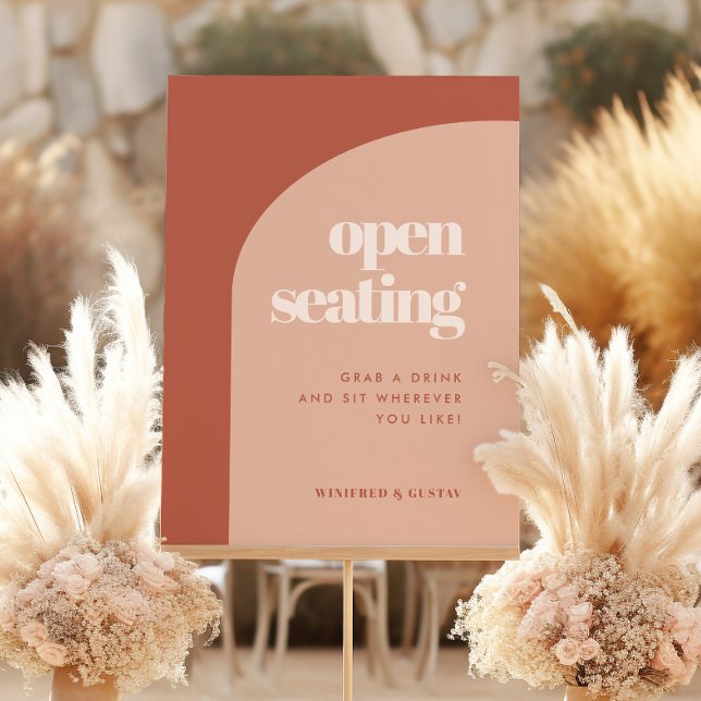 Peach Terracotta Arch Wedding Open Seating Sign (Creator Uploaded)