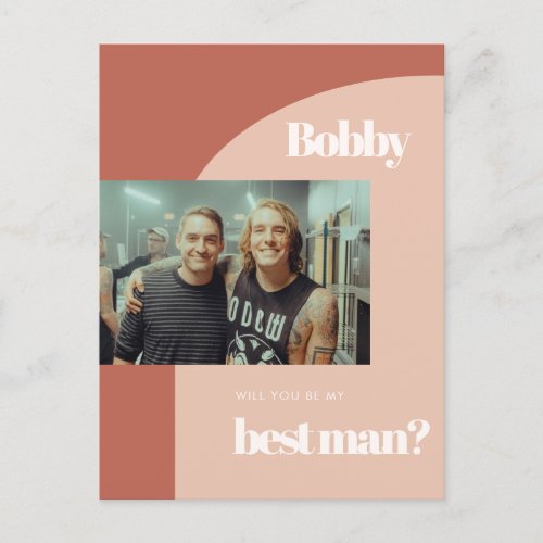 Peach terracotta arch Will you be my best man Postcard