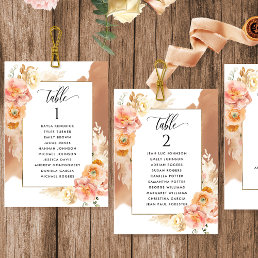 Peach Terracotta Seating Plan Cards w/ Guest Names