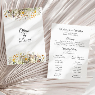 Peach Terracotta Wildflower Meadow Wedding Program