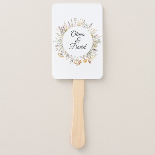 Peach Terracotta Wildflower Meadow Wedding Program Hand Fan