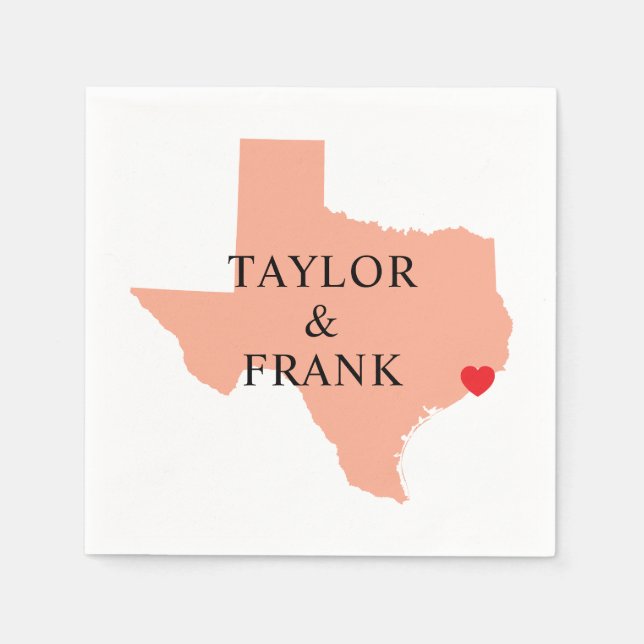 Peach Texas Wedding Napkins (Front)