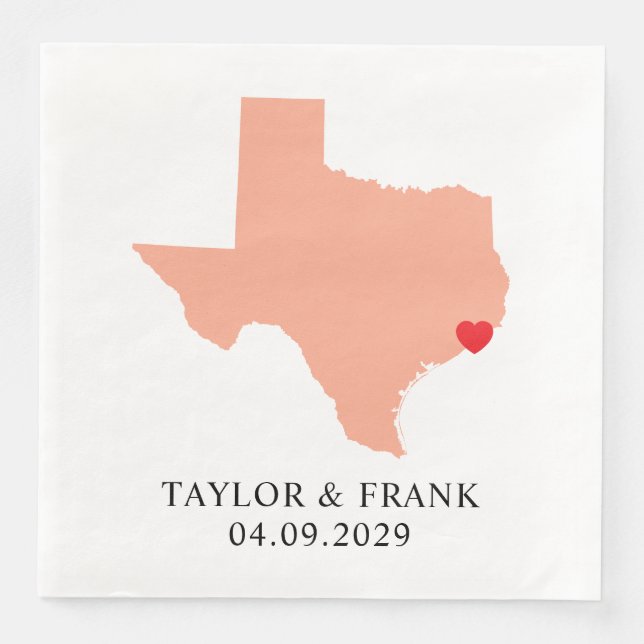 Peach Texas Wedding Paper Dinner Napkins (Front)