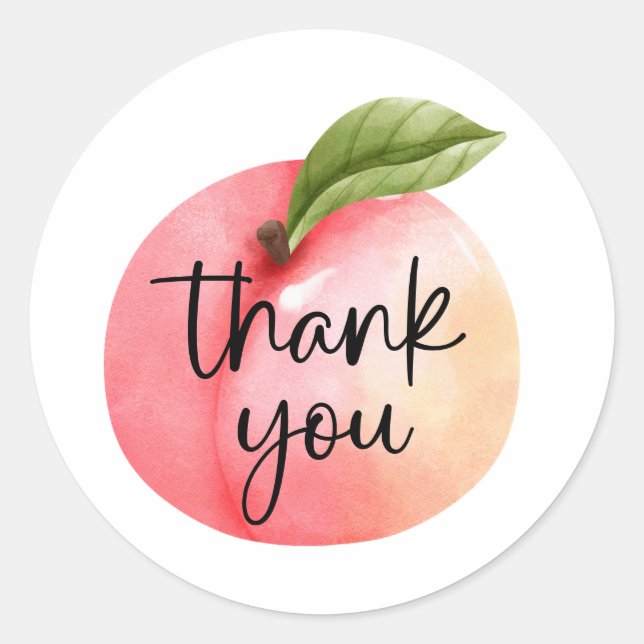 Peach Thank You Classic Round Sticker (Front)