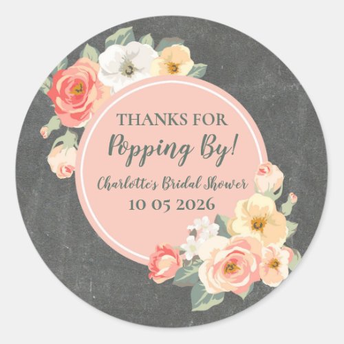 Peach Thanks for Popping By Bridal Shower Tag