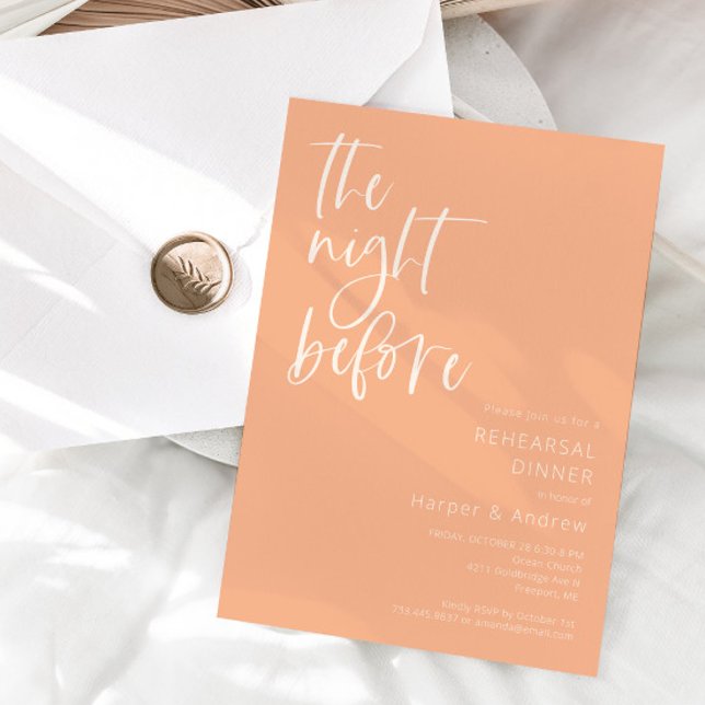 Peach The Night Before Rehearsal Dinner  Invitation (Creator Uploaded)