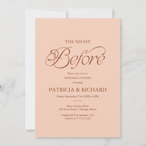 Peach The Night Before Rehearsal Dinner  Invitation