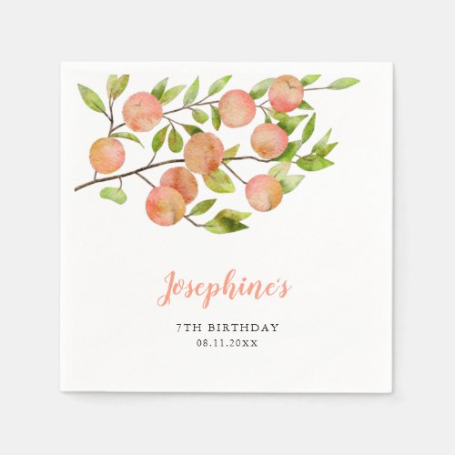 Peach Theme Girl Birthday Party Napkins