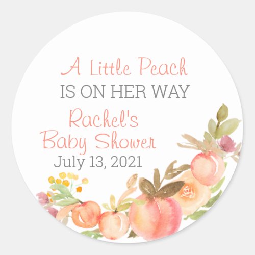 Peach Themed Baby Shower Favor Stickers