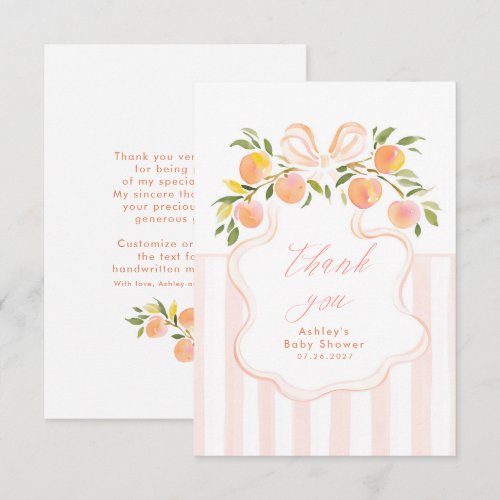 Peach Themed Baby Shower Thank You Card