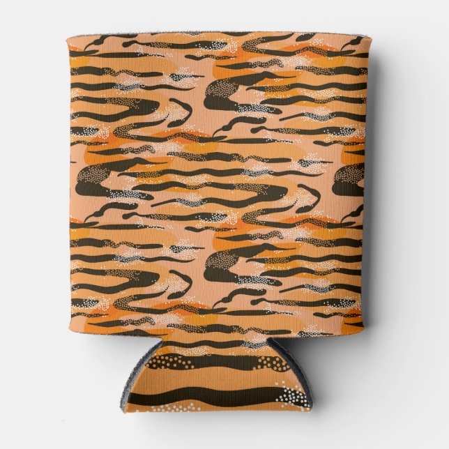 Peach Tiger Stripe Pattern Can Cooler (Front)