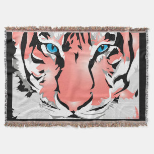 PEACH TIGER THROW BLANKET