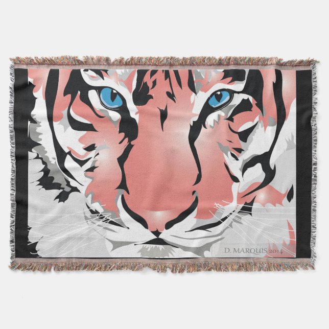 PEACH TIGER THROW BLANKET (Front)