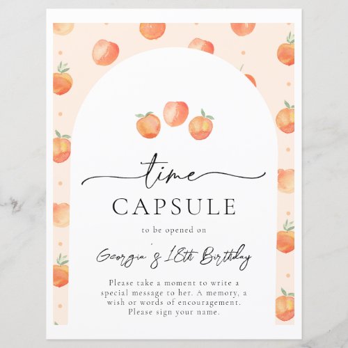 Peach Time Capsule Sign  Peach Party Sign