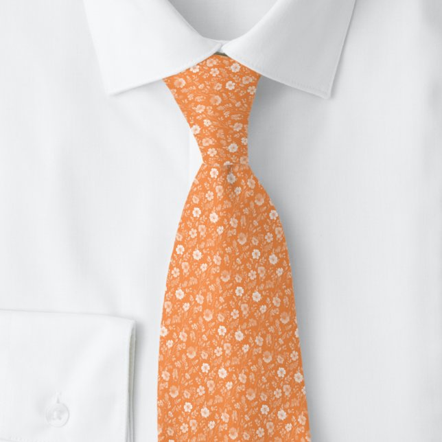 Peach Tiny Flowers Neck Tie (Creator Uploaded)