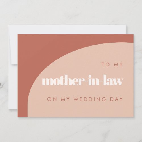 Peach To my mother in law on my wedding day card