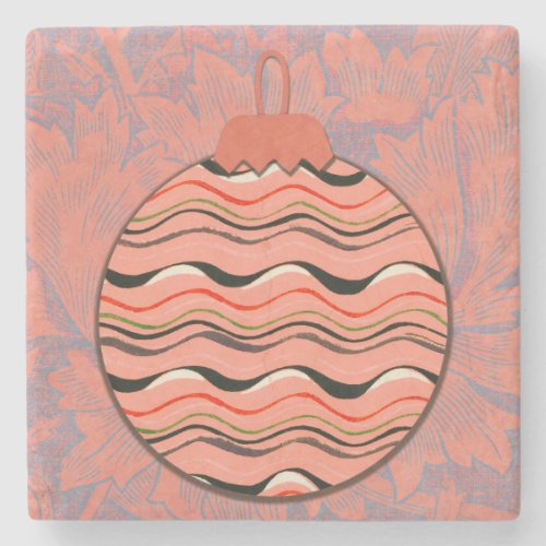 Peach Tone Vintage Style Holiday Ornament Coaster