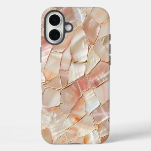 Peach-Toned Mother of Pearl Mosaic iPhone 16 Plus Case
