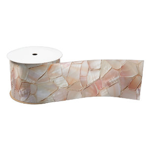 Peach-Toned Mother of Pearl Mosaic Satin Ribbon