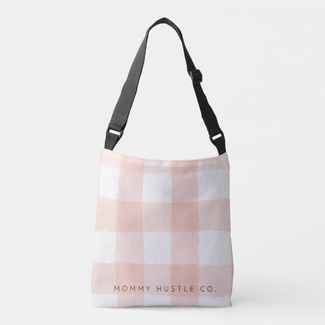 Peach Tote Bag - Over the Shoulder Mommy Hustle Co (Front)
