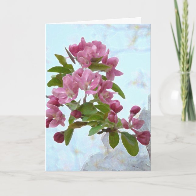 Peach Tree Blossoms Blank Card (Front)