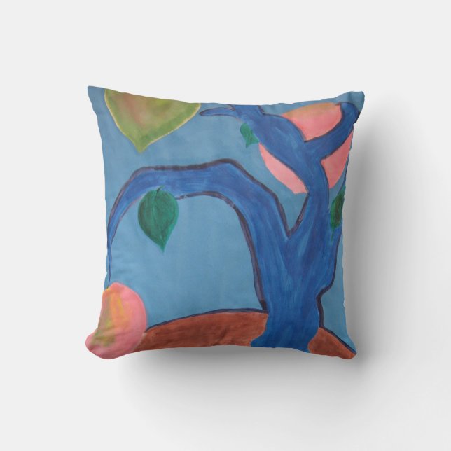 Peach Tree Throw Pillow (Front)