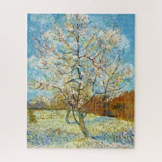 Peach Trees in Blossom Vincent Van Gogh vibrant Jigsaw Puzzle