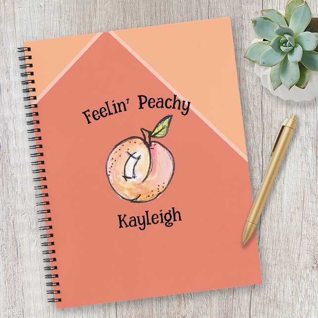 Peach Trendy Fruit Name Modern Cute Kitschy Fun Notebook (Creator Uploaded)