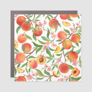 Peach Tropical Fruit Vintage Pattern. Car Magnet