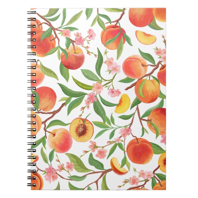 Peach Tropical Fruit Vintage Pattern. Notebook (Front)