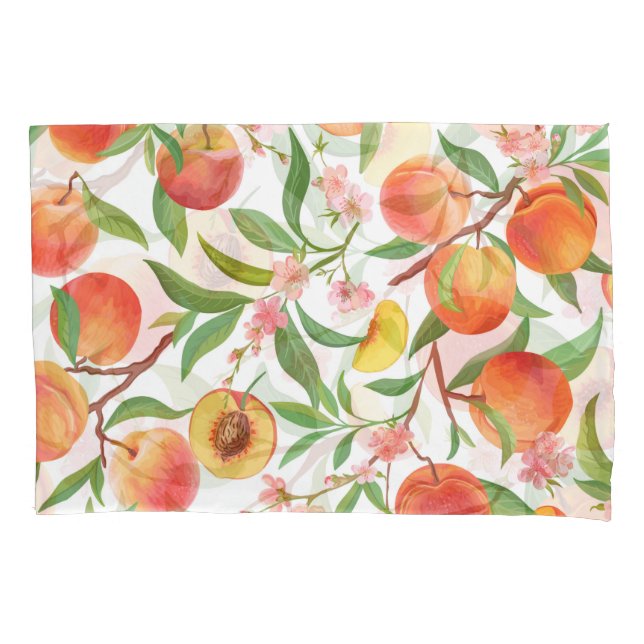 Peach Tropical Fruit Vintage Pattern. Pillow Case (Front)