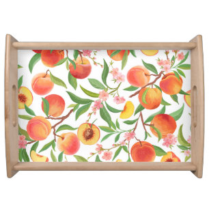 Peach Tropical Fruit Vintage Pattern. Serving Tray