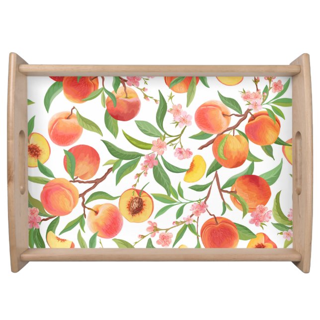 Peach Tropical Fruit Vintage Pattern. Serving Tray (Front)