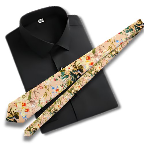 peach Tropical Hawaiian pattern  Neck Tie