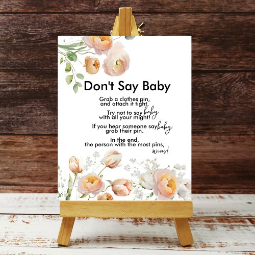 Peach Tulip Blooms Shhhh Dont Say Baby Game Poster