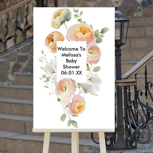 Peach Tulip Blooms Welcome Sign Poster
