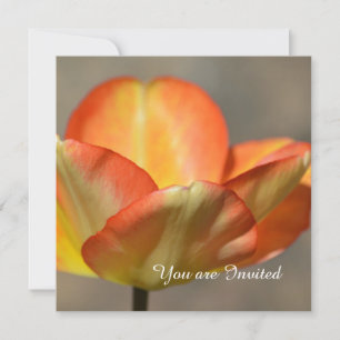 Peach Tulip Flower Birthday Invitation