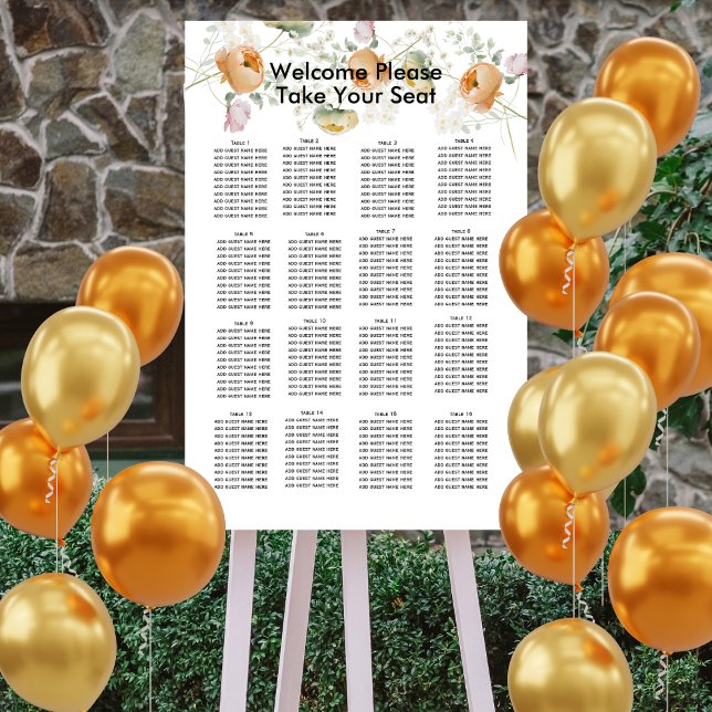 Peach Tulip flower bloom seating chart  foam board (Creator Uploaded)