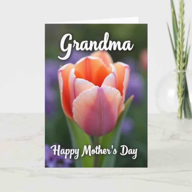 Peach Tulip Grandma Mothers Day Card (Front)