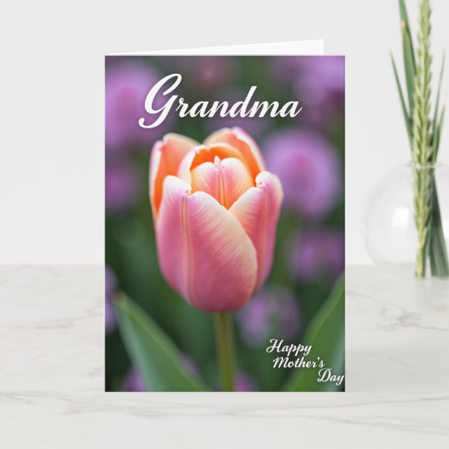 Peach Tulip Mothers Day Card (Front)