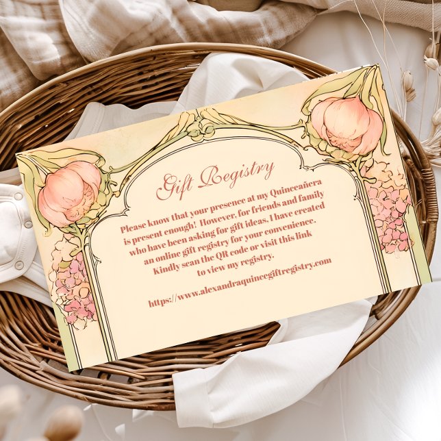 Peach Tulip Quinceañera Celebration Enclosure Card (Creator Uploaded)
