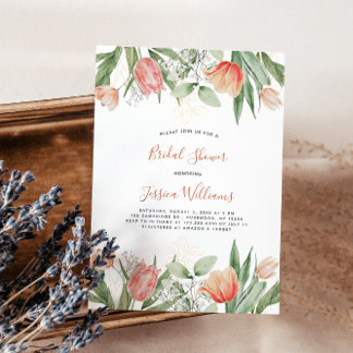 Peach Tulips Bridal Shower Invitation