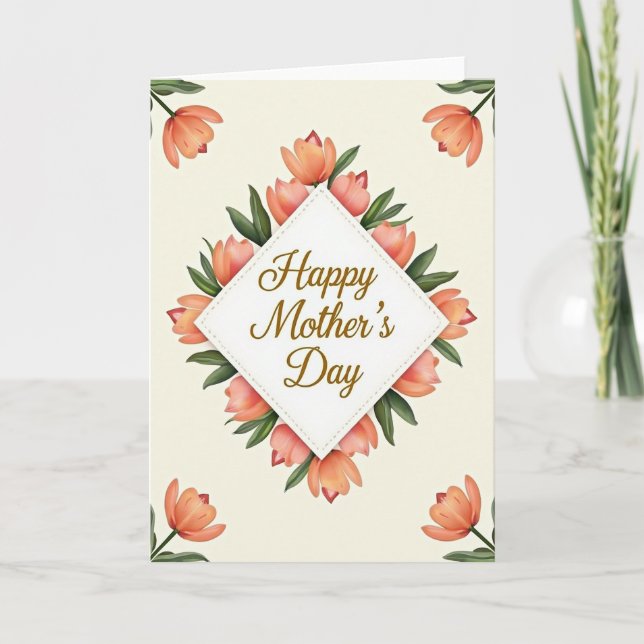 Peach Tulips Mothers Day Card (Front)