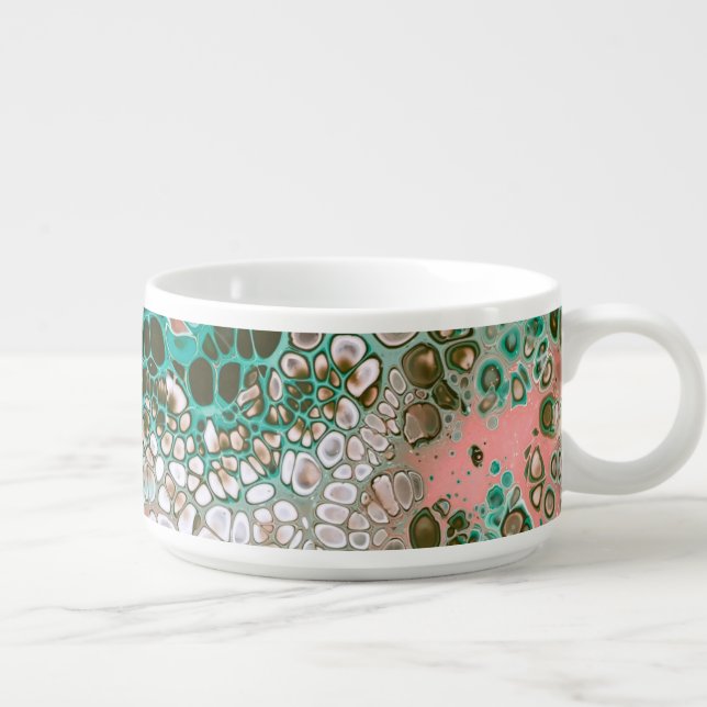 Peach & Turquoise Acrylic Pour Abstract Bowl (Left)