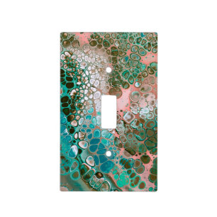 Peach & Turquoise Acrylic Pour Abstract Light Switch Cover