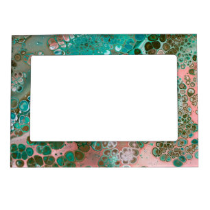 Peach & Turquoise Acrylic Pour Abstract Magnetic Frame