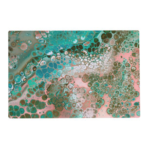 Peach & Turquoise Acrylic Pour Abstract Placemat