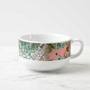 Peach & Turquoise Acrylic Pour Abstract Soup Mug