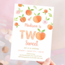 Peach Two Sweet Second Birthday Invitation
